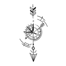 Black And White Compass Tattoo Design Precise Timing Circle Tattoos Geometric Compass Tattoo Compass Tattoo