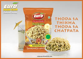 Enjoy The Thikha Chatpata Taste Of Ratlami Sev From Euro To Order For Your Kitty Parties And Office Parties Download Our App Eur Food Club Food Snacks