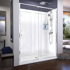 A prefab shower stall (prefabricated shower stall) can provide homeowners with a complete. Dreamline Dreamline Flex 36 In D X 60 In W X 76 3 4 In H Semi Frameless Shower Door In Chrome With Center Drain White Base And Backwalls In The Shower Stalls Enclosures Department At Lowes Com