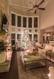 Nighttime Christmas Home Tour With Magical Glowing Twinkle Lights Kelley Nan Christmas Decorations Living Room Christmas Living Rooms Bay Window Living Room
