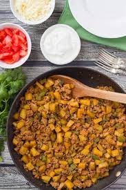 Add onion, followed by potatoes and carrots. Healthy Taco Turkey And Potato Skillet Video Family Food On The Table