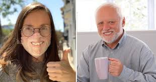 Hide the pain harold thumbs up face mask mask. Woman Makes Hide The Pain Harold Face Mask 9gag
