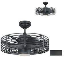 Enclave 23 In Natural Iron Downrod Mount Ceiling Fan With Light Kit And Remote Ceiling Fan With Light Caged Ceiling Fan Ceiling Fan