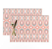 Wallpaper in teardrop ikat peach gray