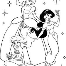 Top coloring pages printable disney princess coloring tinyq. Ariel Jasmine And Cinderella As Disney Princesses Coloring Page Kids Play Color