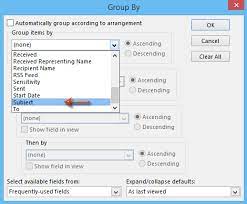 This brings up this list of criteria for sorting email messages: How To View Or Group Email Messages By Subjects In Outlook