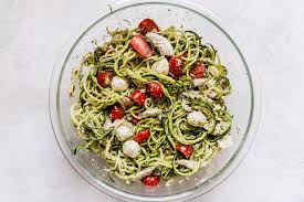 Pesto Zoodle Salad With Chicken The Modern Proper Recipe Zoodles With Chicken Pesto Zoodles Salad
