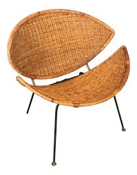 Clam Shell Wicker And Rattan Chair On Chairish Com Chair Wicker Rattan Chair