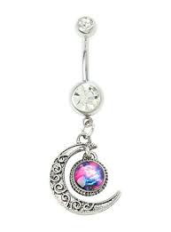 14g Steel Moon Galaxy Navel Barbell Hot Topic Belly Piercing Jewelry Belly Button Rings Belly Button Piercing Jewelry