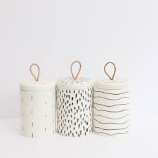 Black And White Canister Set Of 3 Stash Hand Painted Ceramic And Leather Canister Set Of 3 In 2020 Hand Painted Ceramics Canister Sets Ceramic Painting