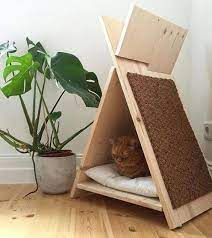 15 Gorgeous Cat House Ideas All Made Of Wood Diy Cat Tent Cat House Diy Cardboard Cat House