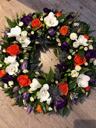 Check spelling or type a new query. Vibrant Orange And Purple Wreath Lucas May Florist Gifts Knebworth Hertfordshire