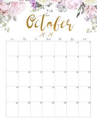 Floral October 2020 Calendar Printable In 2020 October Calendar Printable Calendar Printables October Calendar
