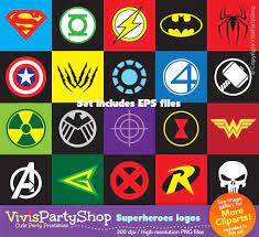Superheroes Logos Clipart Printable Instant Download Eps Files Png Files Superman Batman Thor Flash Captain America H Logo Clipart Superhero Clip Art