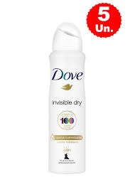Kit 5 Desodorante Antitranspirante Aerosol Dove Invisible Dry 150ml