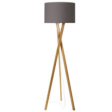 A tripod floor lamp is a great statement piece to have in any room. Oak Tripod Floor Lamp With Cotton Earth Grey Shade R S Robertson