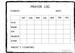 Islamic Prayer Log Salah Log For Kids