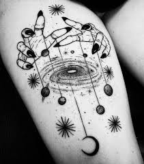 Galaxy tattoos look good in black and white too. Galaxy Black And White And Stars Image 6408837 On Favim Com