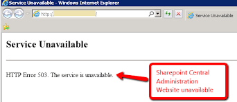 This may be due to the server being overloaded or down for. Http Error 503 The Service Is Unavailable Error On Sharepoint Central Admin Site Softvative Com