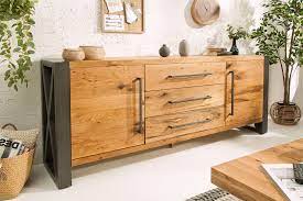 Bei uns findest du möbel in allen formen, farben und größen. Sideboard Natur Wildeiche Massivholz 200cm Metall Dunord Design