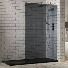 Aquaglass 10mm Tinted Black Glass Walk In Shower Walk In Shower Enclosures Glass Shower Enclosures Walk In Shower