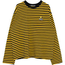 Black And Yellow Striped Long Sleeve Shirt Untitle8embroidered Accent Stripe T Shirt Mixxmix Liked On Polyvore Featuring Tops T Sh Striped Sleeve Tee Striped Long Sleeve Tee Long Sleeve Striped Top