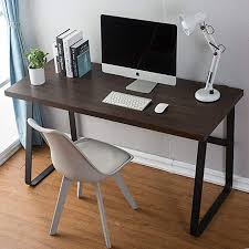 Amazon Com Dyh Vintage Computer Desk Wood And Metal Writing Desk Pc Laptop Home Office Study Table Esp Metal Writing Desk Home Office Furniture Study Table
