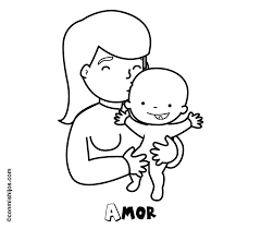 Dibujos para pintar y colorear gratis. Mama Con Su Bebe Dibujo Para Pintar Con Los Ninos