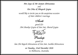 Hindu Wedding Invitation Card Wordings Parekh Cards Hindu Wedding Invitations Wedding Invitation Matter Wedding Card Wordings