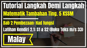 Tapi kalau nak secara terperinci dan full (kssm) kurikulum standard sekolah menengah (matematik) tingkatan 4 dan 5. Matematik Tambahan Tingkatan 5 Bab 2 Pembezaan Latihan Kendiri 2 3 Soalan 1 4 Bahagian 2 Youtube