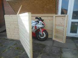 Looking for a good deal on motorcycle shed? Motorcycle Shed I Could Add A Roof And This Might Be Just The Thing Motorbike Shed Motorcycle Storage Shed Motorcycle Garage