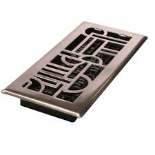 Decor Grates 4 In X 14 In Art Deco Floor Register In Brushed Nickel Adh414 Nkl The Home Depot Floor Registers Deco Decor Art Deco Decor