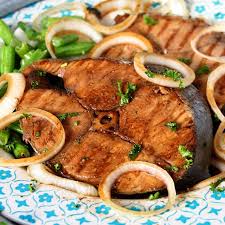 Try This Fish Steak Recipe Using Mackerel Or Tuna Fish Some Soy Sauce Lemon Juice And Onions A Very Simple Fish Recip Fish Steak Recipe Recipes Fish Recipes