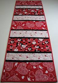 Quilted Table Runner Valentine 39 S Day Table Runner Hearts And Cupid Valentine Table Runner Handmade Table Runner Quilted Table Runners
