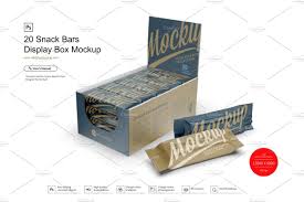 Display Box And Snack Bars Mockup Display Boxes Box Mockup Snack Bar