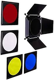 Fotodiox Universal Barndoor Kit With Honeycomb Grid 45 Degree And Color Gels For Bowens Gemini Standard Classica Powe Strobing Video Camera Photo Honeycomb