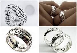 Custom Music Note Wedding Bands Original Real Music Notes Etsy Unique Wedding Bands Personalized Wedding Bands Music Note Ring