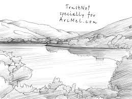 How to draw landscape step by step. How To Draw A Lake Step By Step Landscape Drawings Landscape Sketch Drawings