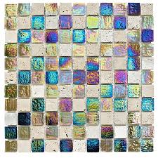 Glass mosaic tiles add a pop of color to any surface where you install them. Stone Glass Mosaic Tile L 300mm W 300mm Diy At B Q
