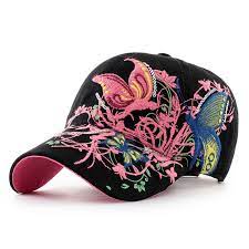 Akizon Baseball Cap For Women With Butterflies And Flowers Embroidery Adjustable Ebay