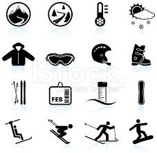 Black And White Icons Winter Skiing Vacation Black White Icon Set Icon Set Vector Icon Set Ski Vacation