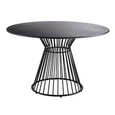 Contemporary outdoor metal garden dining sets for patios and gardens, offering a great combination of modern, stylish design and practical, low maintenance materials. Round Matte Black Metal 4 Seater Garden Table D121 Meknes Maisons Du Monde