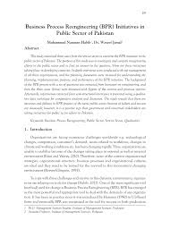 Pdf Business Process Reengineering Bpr Initiatives In Public Sector Of Pakistan