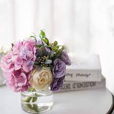 Artificial flowers in a glass vase. Buy Artificial Flowers In Vase Fake Rose Flowers In Glass Vase Faux Flower Arrangements For Home Decor Online In Vietnam B08dxg5xry