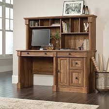 Showed up in one 130 pound box. Palladia Computer Desk With Hutch In Vintage Oak Sauder 420713