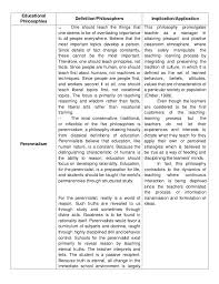 educational philosophies matrix form