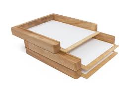 Plateau En Papier En Bois 3 Etapes Porte Papier En Bois Etsy Paper Tray Desk Tray Paper Holder
