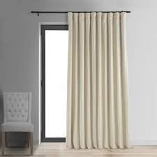 Cream Pinch Pleated Velvet Blackout Curtains 84 Inches