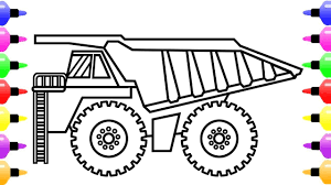 How To Draw Biggest Dump Truck For Kids Truck Coloring Book Coloring Books Color Magic Drawings