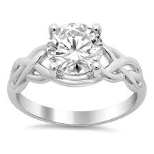Celtic Knot Solitaire Engagement Ring Celtic Knot Engagement Ring Morganite Engagement Ring Round Diamond Engagement Rings